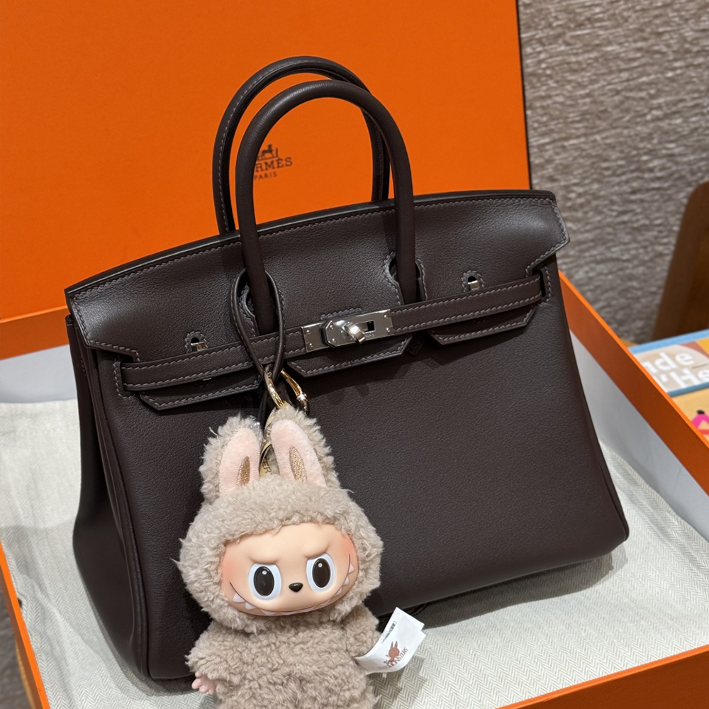 최고퀄 에르메스 올수공 버킨 25 Chocolate 스위프트 가죽 은장