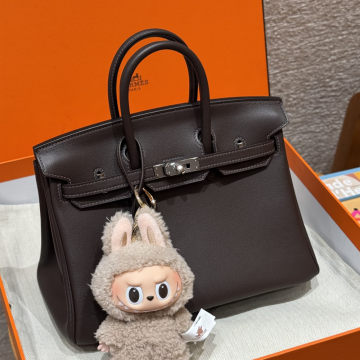 최고퀄 에르메스 올수공 버킨 25 Chocolate 스위프트 가죽 은장