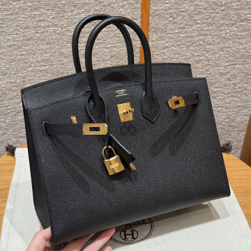 최고퀄 에르메스 올수공 버킨 25 Noir 엡송 셀리에 가죽 금장