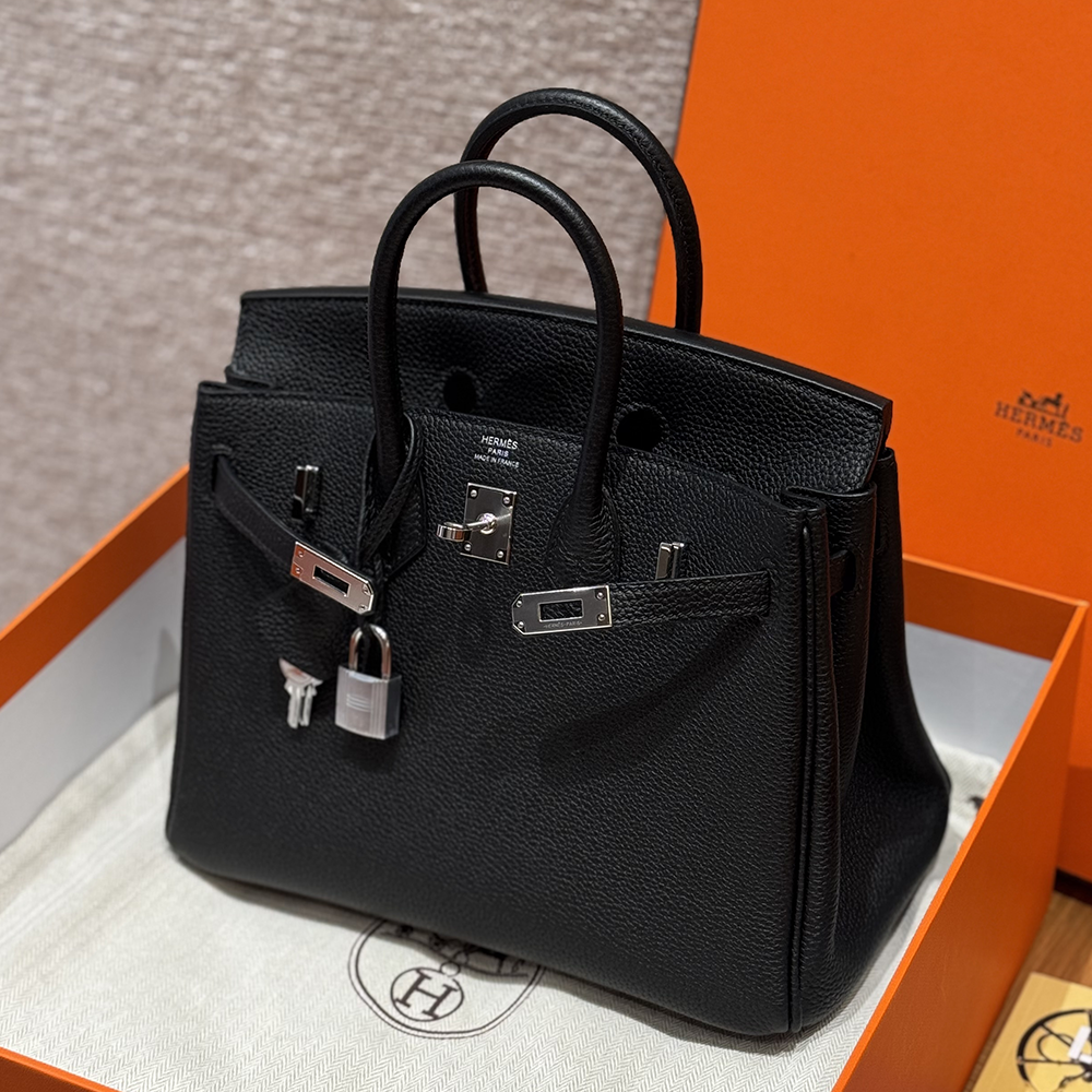 최고퀄 에르메스 올수공 버킨 25 Noir 토고 셀리에 가죽 은장