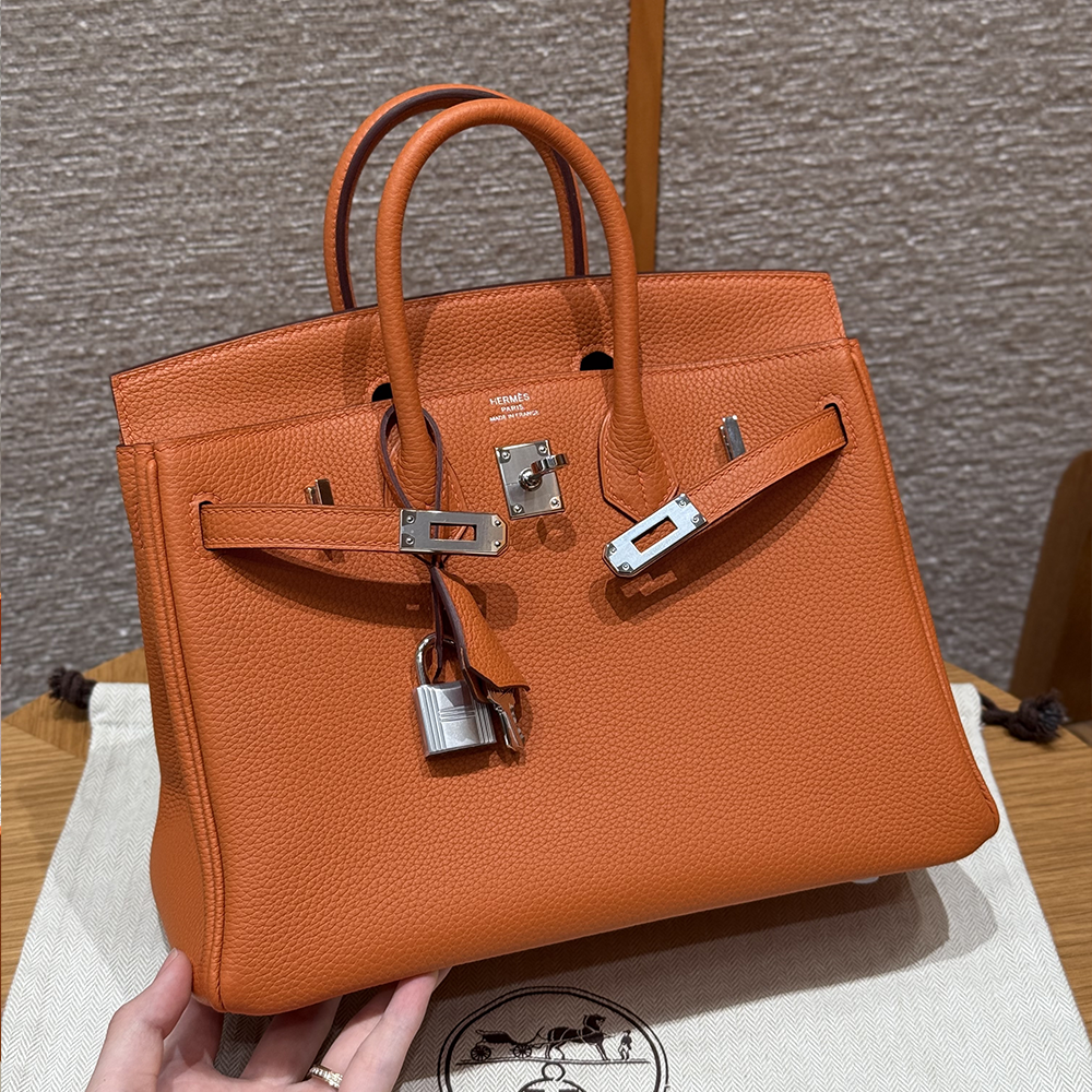 최고퀄 에르메스 올수공 버킨 25 오렌지 토고 가죽 은장