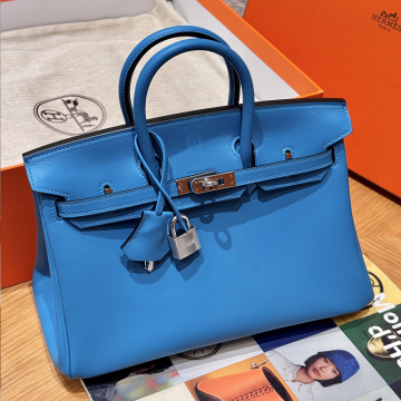 최고퀄 에르메스 올수공 버킨 25 Bleu De Nord 스위프트 가죽 로즈 골드