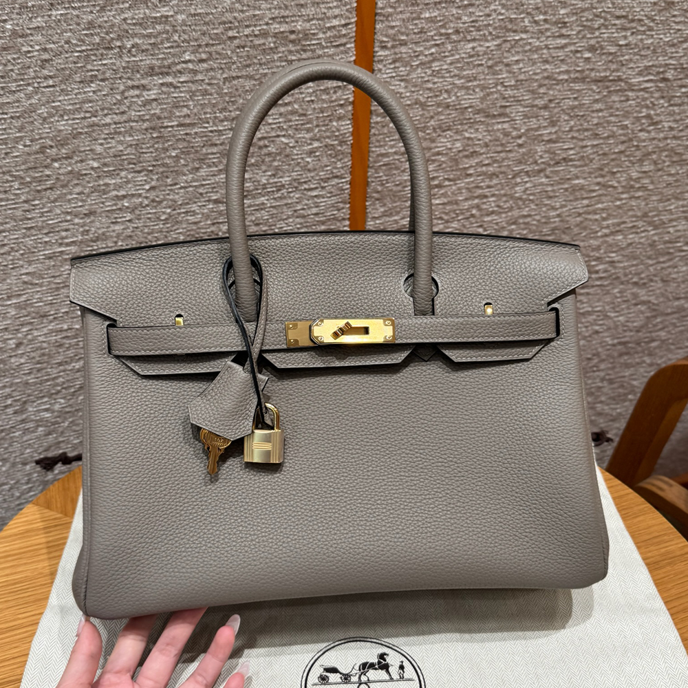 최고퀄 에르메스 올수공 버킨 30 Girs Asphalte 토고 가죽 금장