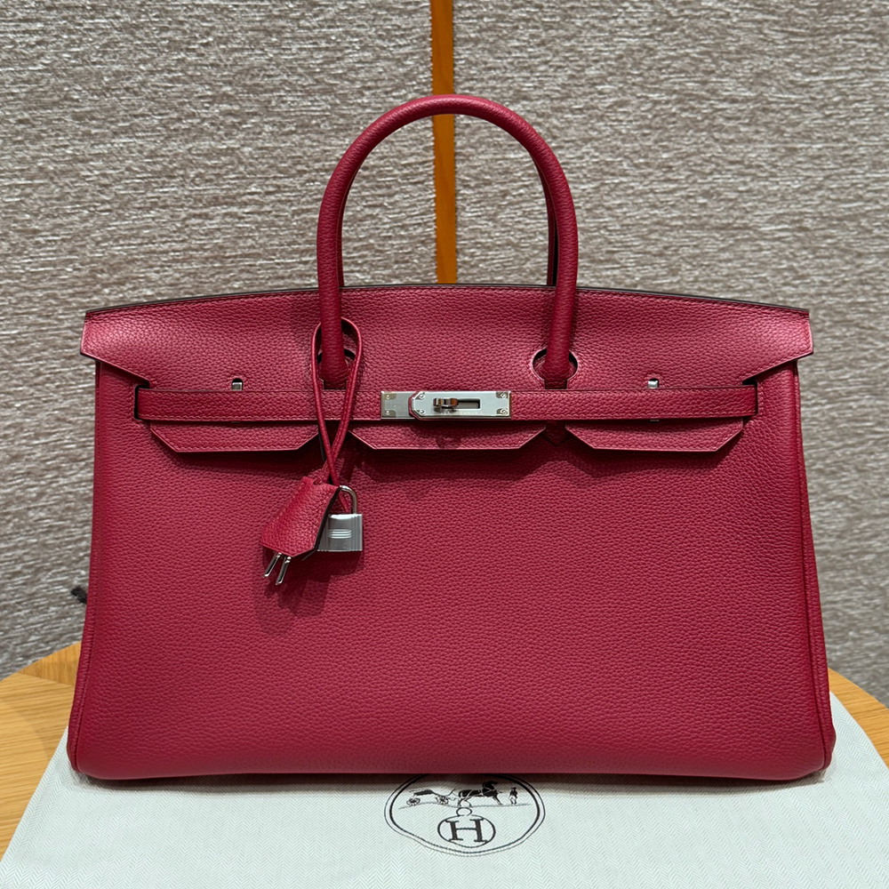 최고퀄 에르메스 올수공 버킨 35 Rouge Grenat 토고 가죽 은장