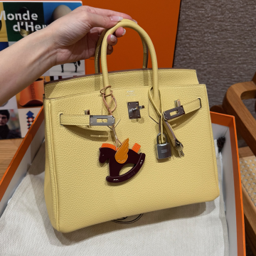 최고퀄 에르메스 올수공 버킨 25 Jaune Milton 토고 가죽 은장