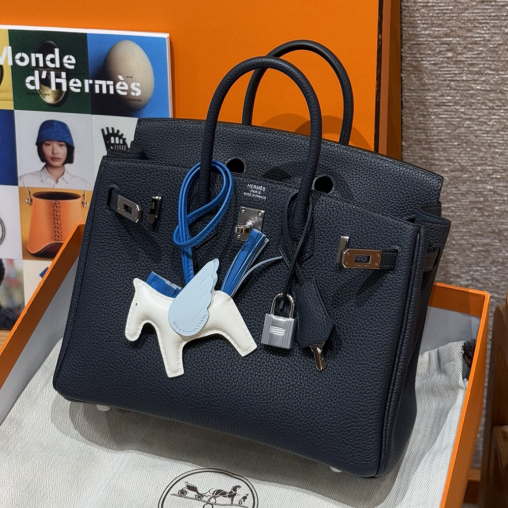 최고퀄 에르메스 올수공 버킨 25 Bleu Indigo 토고 가죽 은장