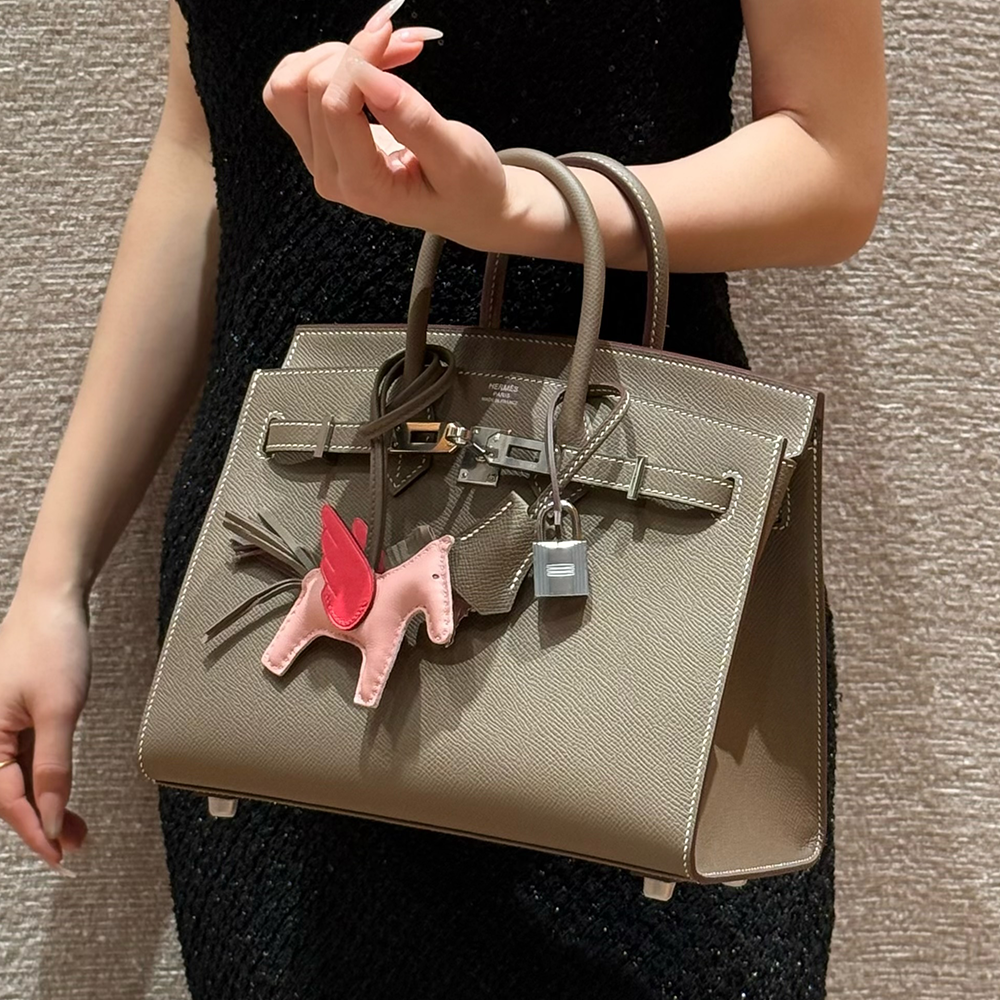 최고퀄 에르메스 올수공 버킨 25 Etoupe 엡송 셀리에 가죽 은장