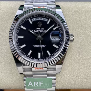 최고퀄 ARF공장 롤렉스 데이데이트 블랙 다이얼 화이트 골드 금통 40mm 228239