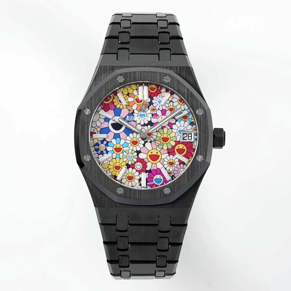 최고퀄 APS공장 오데마피게 로얄오크 플라워 다이얼 블랙 세라믹 41mm 15500