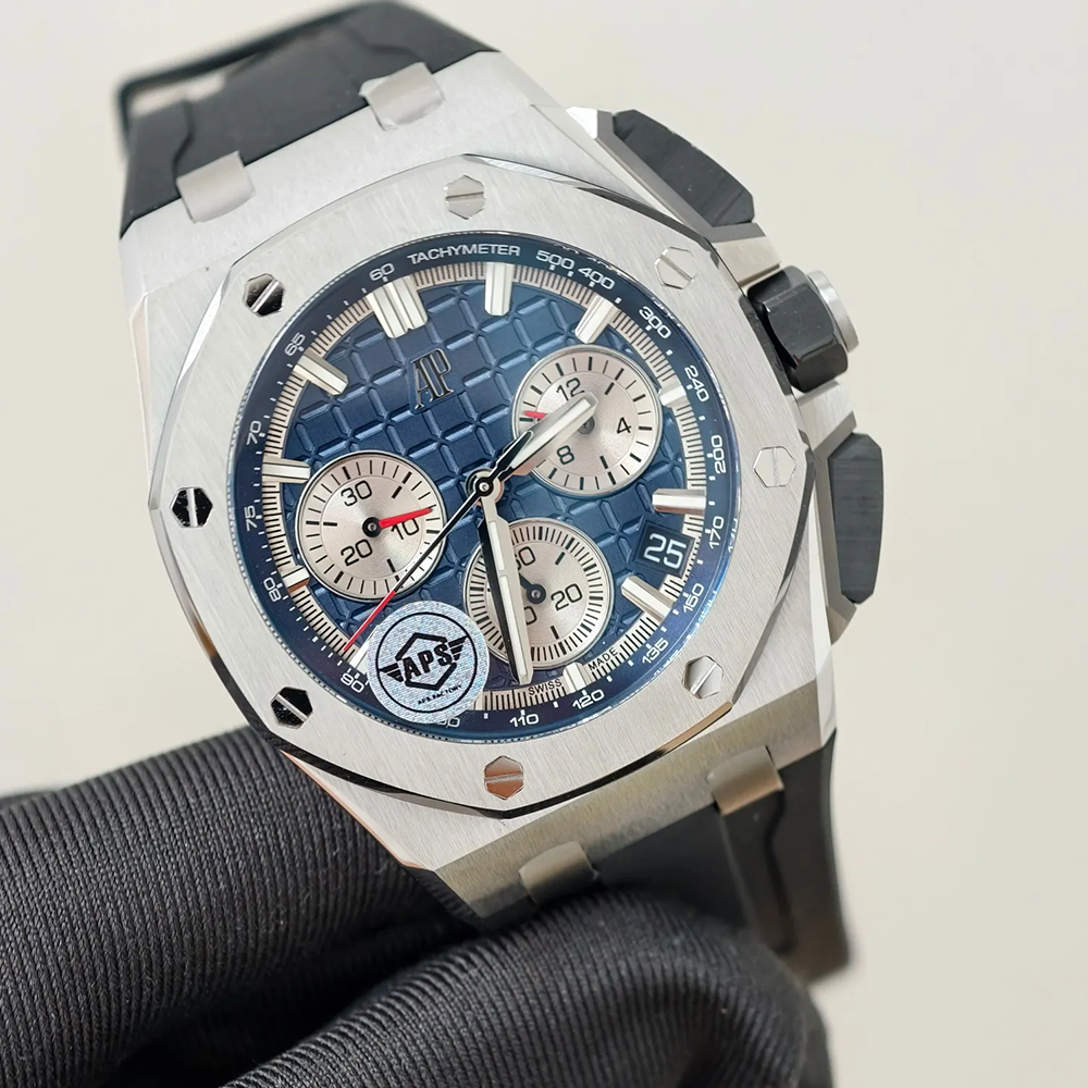 최고퀄 APS공장 오데마피게 로얄오크 크로노그래프 블루 다이얼 스틸 러버밴드 41mm 26240