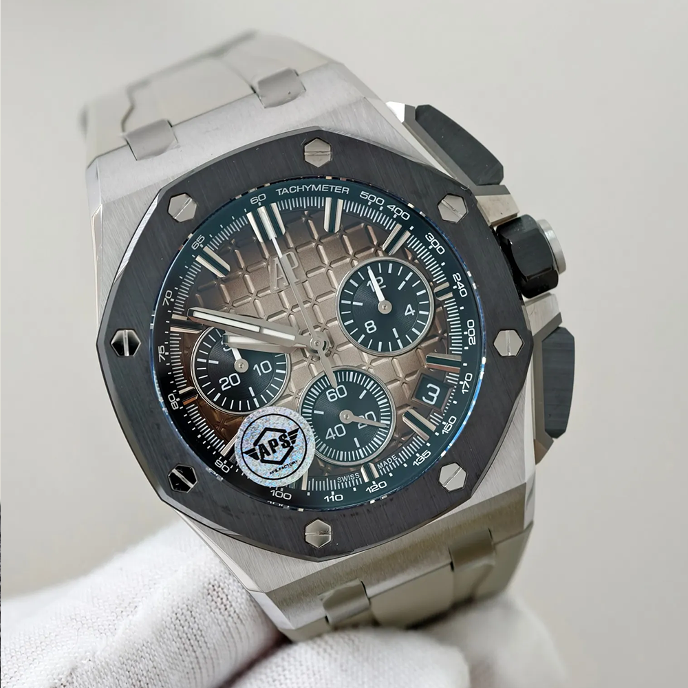최고퀄 APS공장 오데마피게 로얄오크 크로노그래프 브라운 다이얼 스틸 러버밴드 41mm 26240