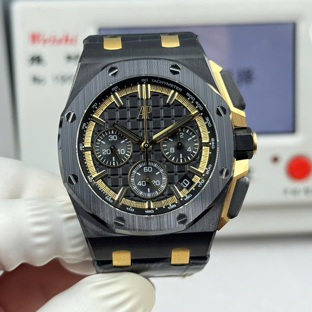 최고퀄 APS공장 오데마피게 로얄오크 크로노그래프 블랙 다이얼 세라믹 러버밴드 41mm 26240