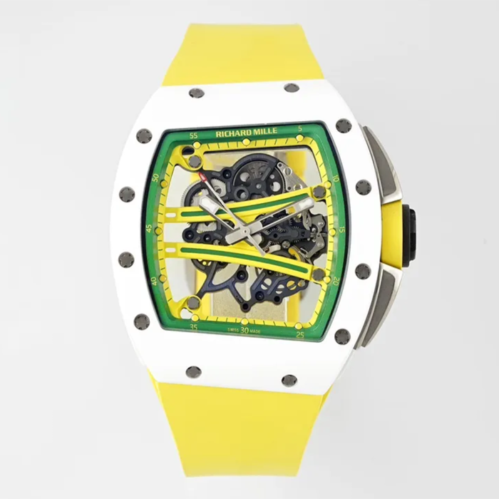 최고퀄 ZF공장 리차드밀 RM61-01 요한 블레이크 얼티밋 에디션 화이트 세라믹 케이스 옐로우 밴드
