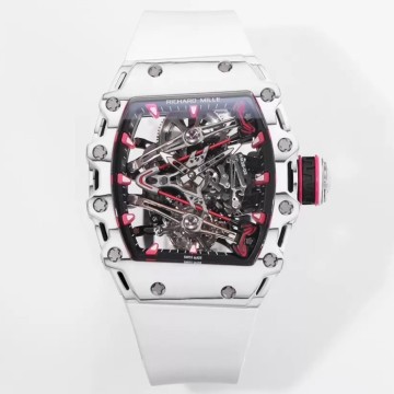 최고퀄 RM공장 리차드밀 수동 와인딩 투르비용 부바 왓슨 화이트 카본 케이스 화이트 러버밴드 RM38-02