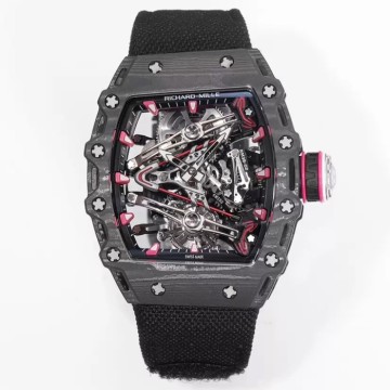 최고퀄 RM공장 리차드밀 수동 와인딩 투르비용 부바 왓슨 블랙 카본 케이스 블랙 스트랩 밴드 RM38-02