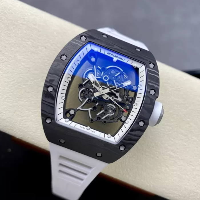 최고퀄 ZF공장 리차드밀 부바왓슨 RM-055 블랙카본 / 화이트 / 화이트 러버밴드