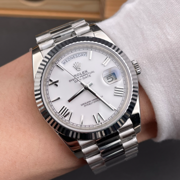 최고퀄 RC공장 롤렉스 데이데이트 화이트 다이얼 화이트 골드 금통 40mm 228236