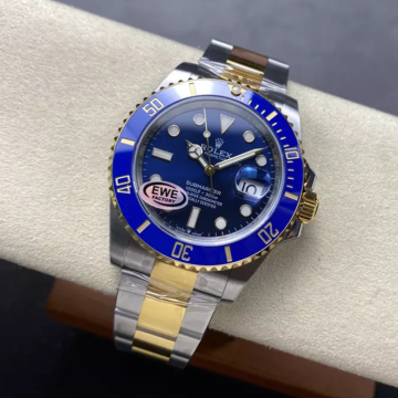 최고퀄 EW공장 롤렉스 신형 서브마리너 청판 다이얼 옐로우 골드 콤비 41mm 126613