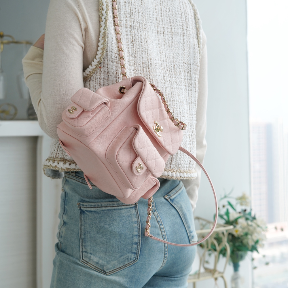 최고퀄 팬더샵 샤넬 듀마 캐비어 백팩 쓰리포켓 스몰 핑크 샴페인골드 AS4399