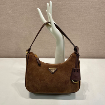 최고퀄 프라다 리에디션 2005 스웨이드 호보백 브라운